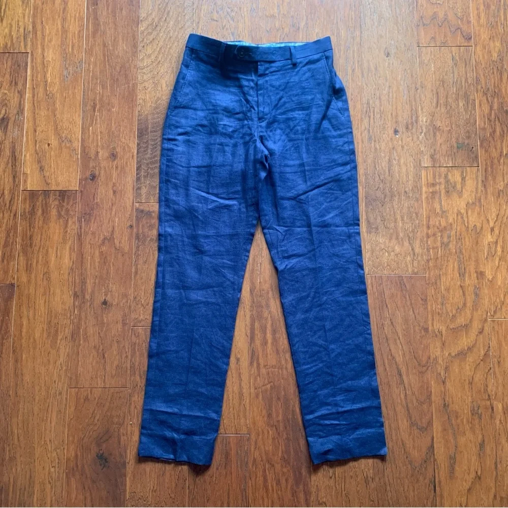 Ralph Lauren Boys Bright Navy Linen Chino Pants | Size 12R